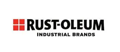 A black and white logo of rust oleum